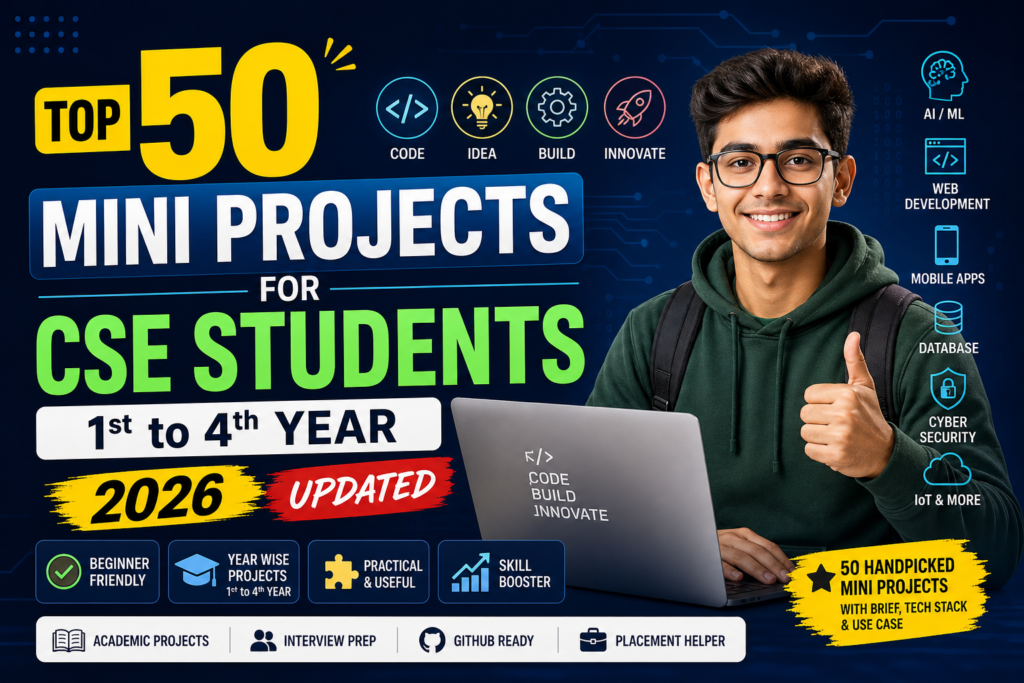 Top 50 Mini Projects for CSE Students 1st to 4th Year 2026 Updated